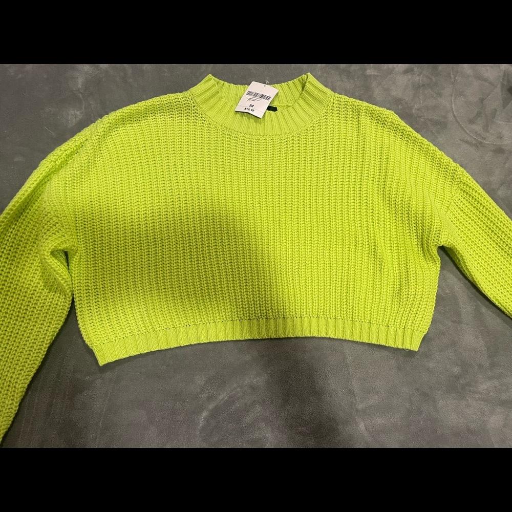 Neon Green or Chartruese Cropped Sweater